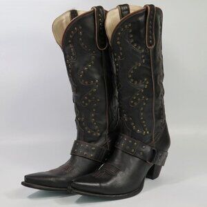 NWOT Lane knee high Stud Rocker Western Boots, Black Size 11